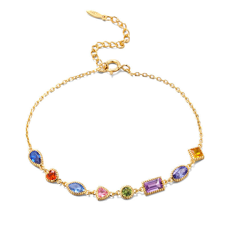 Ladies Colorful Bracelet Bright Zircon Candy Color Diamond Bracelet 2024 [17+4cm]