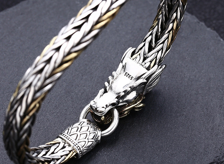 925 Sterling Silver Handmade Faucet Woven Bracelet Thick Type