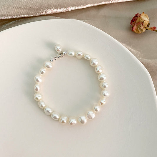 Baroque Pearl Purple 925 Silver Simple Daily Bracelet