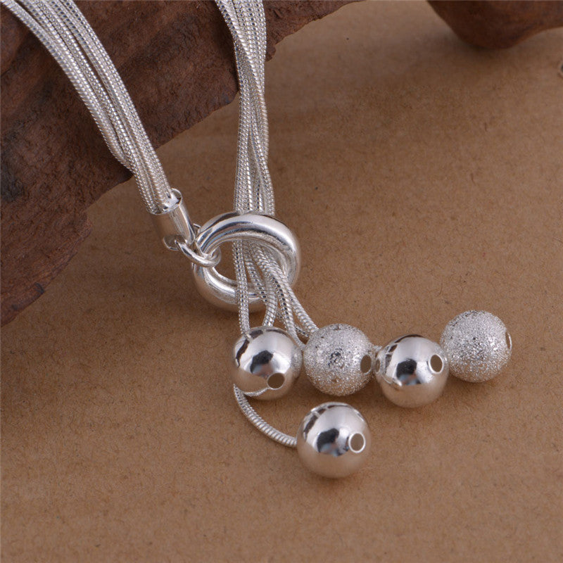 925 silver plated five-line sand bead jewelry set