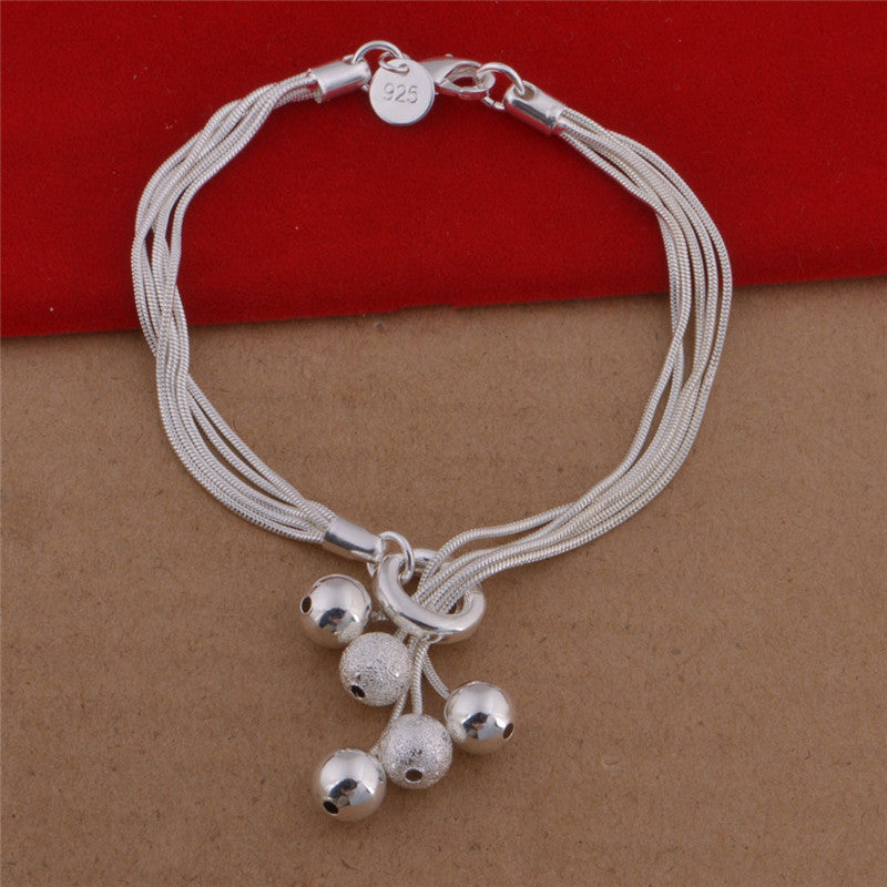 925 silver plated five-line sand bead jewelry set