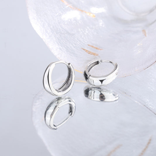 Luxurious Simple Plain Ring 925 Sterling Silver Earrings Female Water Drop Earrings