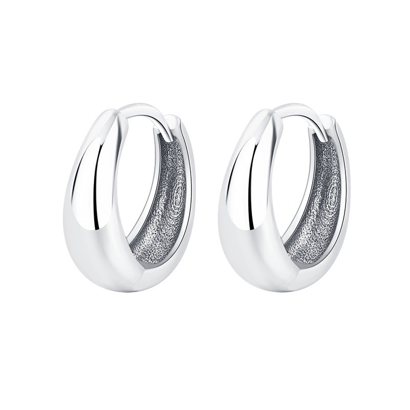 Luxurious Simple Plain Ring 925 Sterling Silver Earrings Female Water Drop Earrings