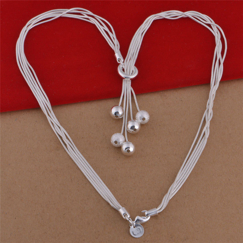 925 silver plated five-line sand bead jewelry set