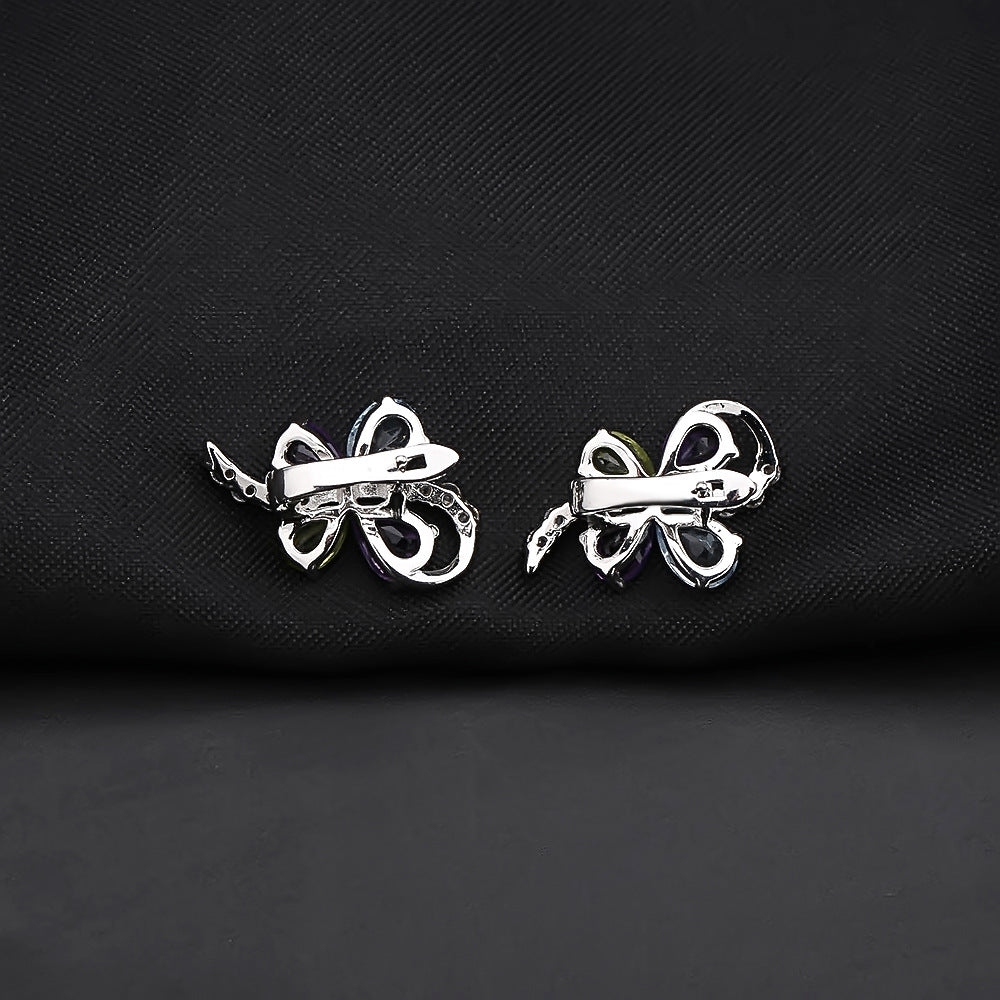 Butterfly-shaped Gem 925 Silver Earrings