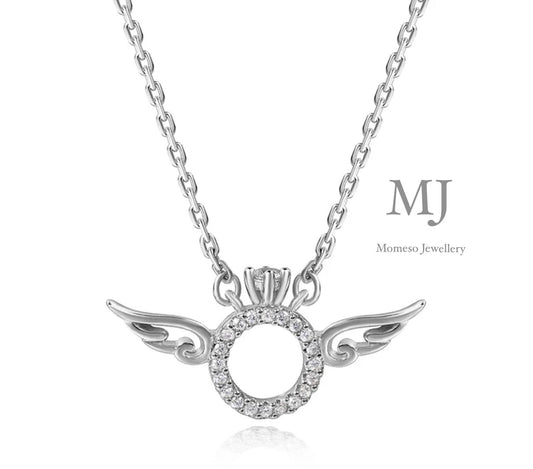 Exquisite 925 Sterling Silver Valentine's Day Angel Wing Necklace