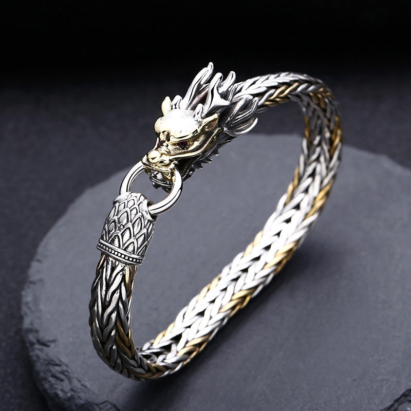 925 Sterling Silver Handmade Faucet Woven Bracelet Thick Type