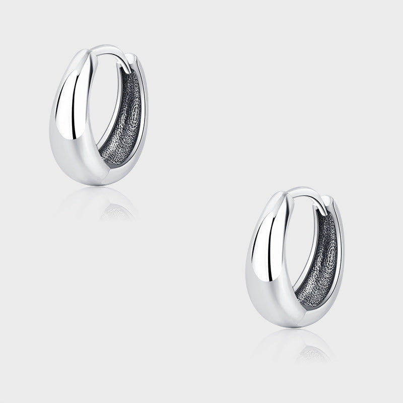 Luxurious Simple Plain Ring 925 Sterling Silver Earrings Female Water Drop Earrings